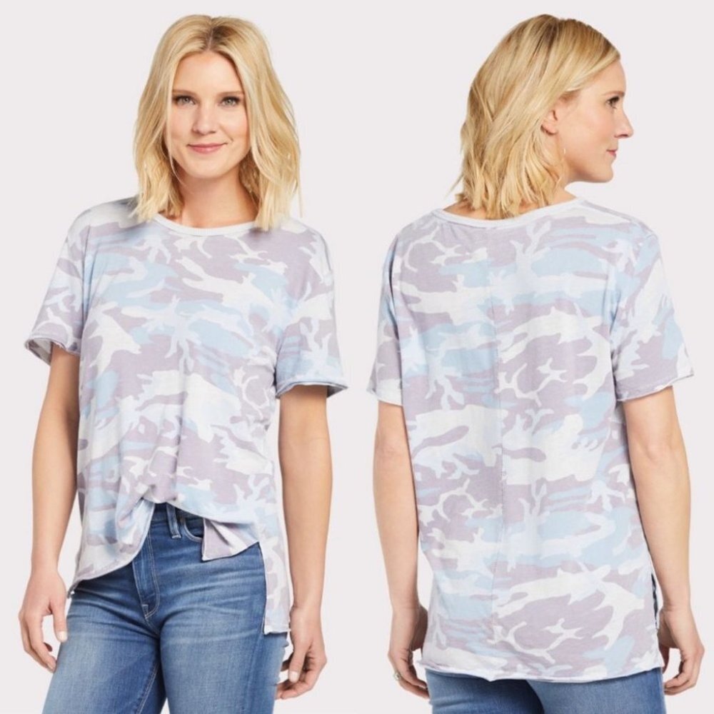 NWT Free‎ People Army Camo Tee Sky Blue Purple T-Shirt Size XS New With Tags Top